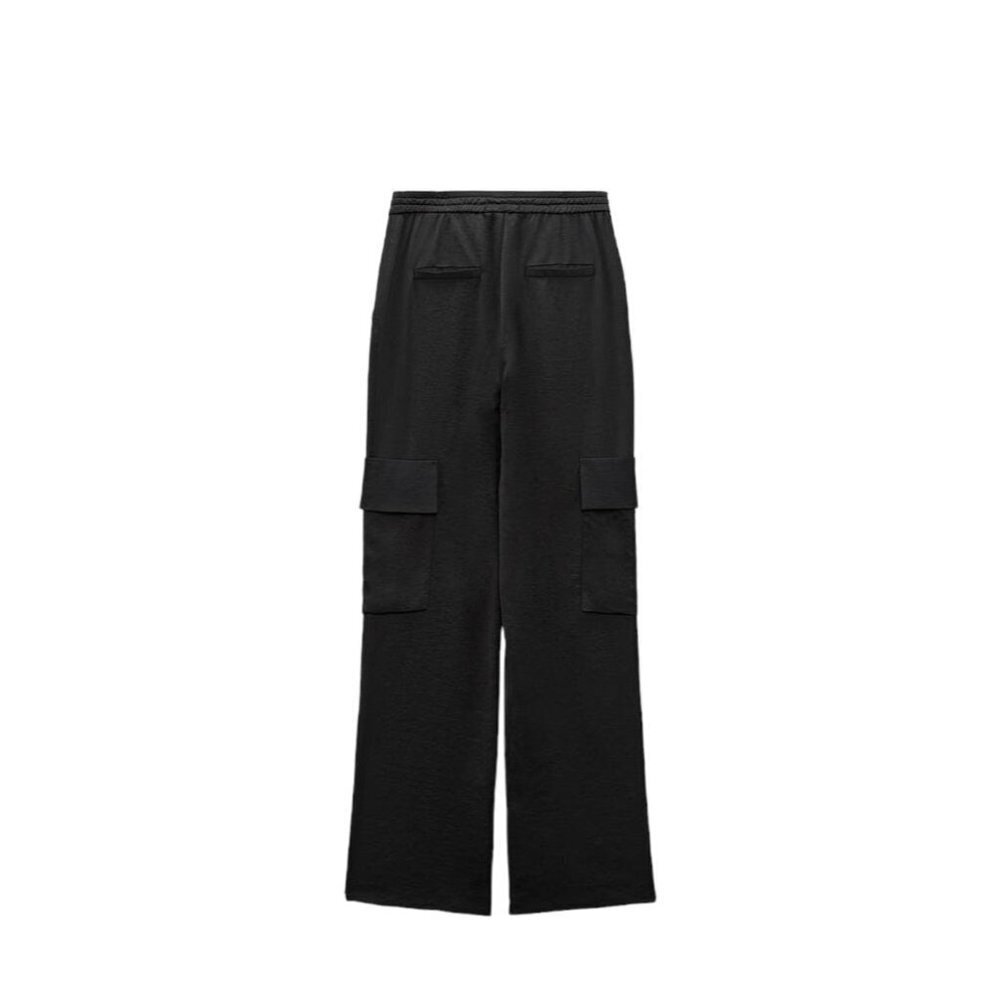 COPY - ZARA SATIN CARGO TROUSERS BLACK SIZE S | 2634/851/800